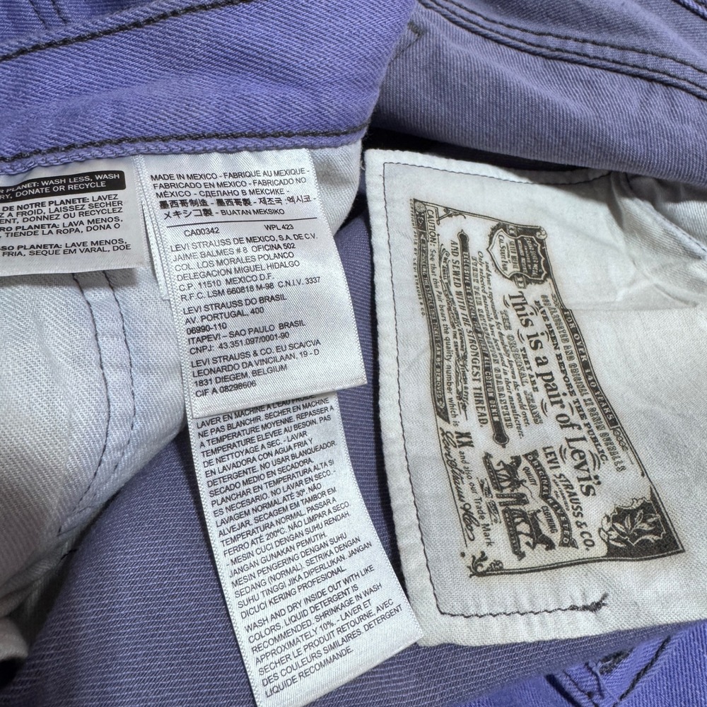 Levi's 501 Original Fit Jeans Mens 44x30 Purple Solid Denim Button Fly 1771 - Picture 5 of 8